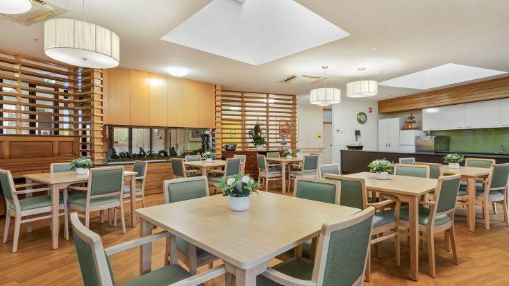 Berwick Aged Care's spacious dining room