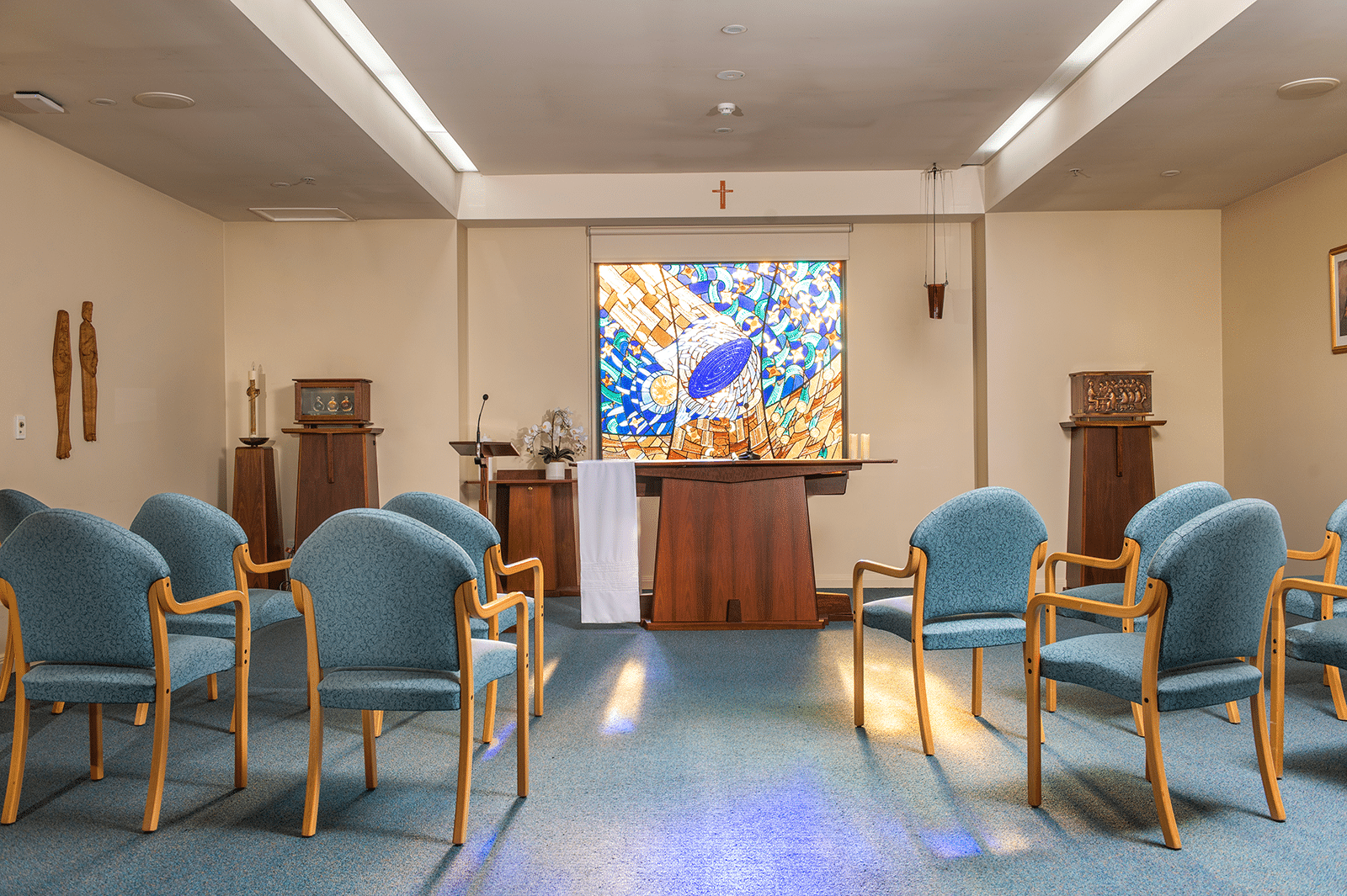 Chapel with mosaic window