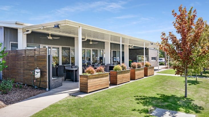Dining area outside Community Centre