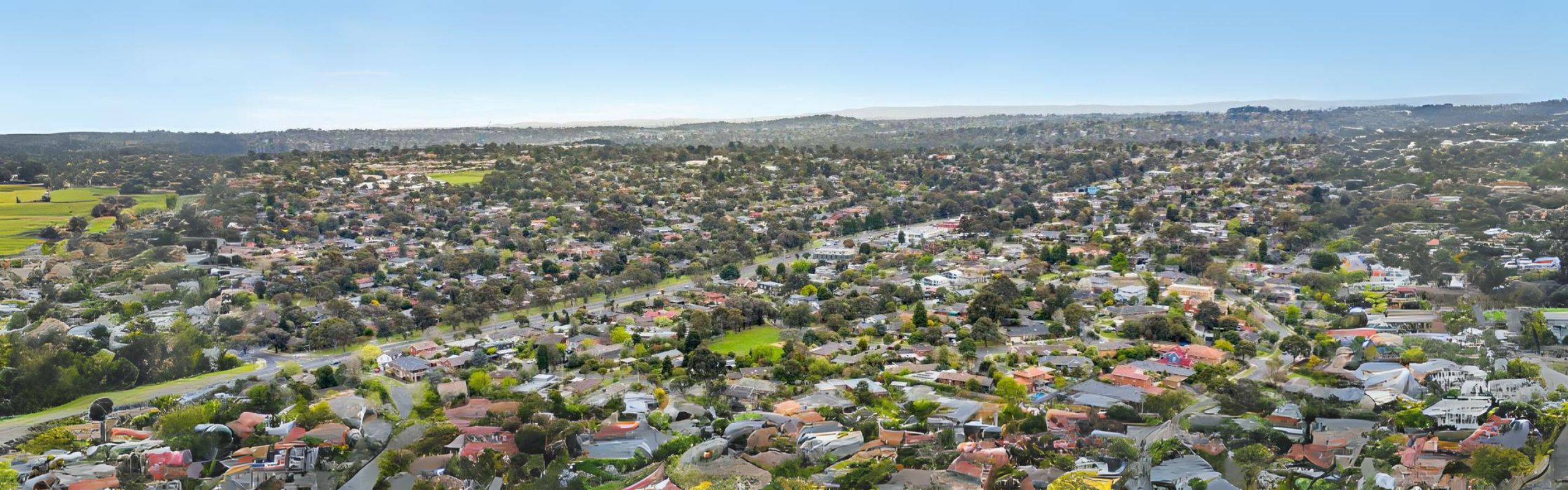 Aerial photo of Wantirna overlooking houses