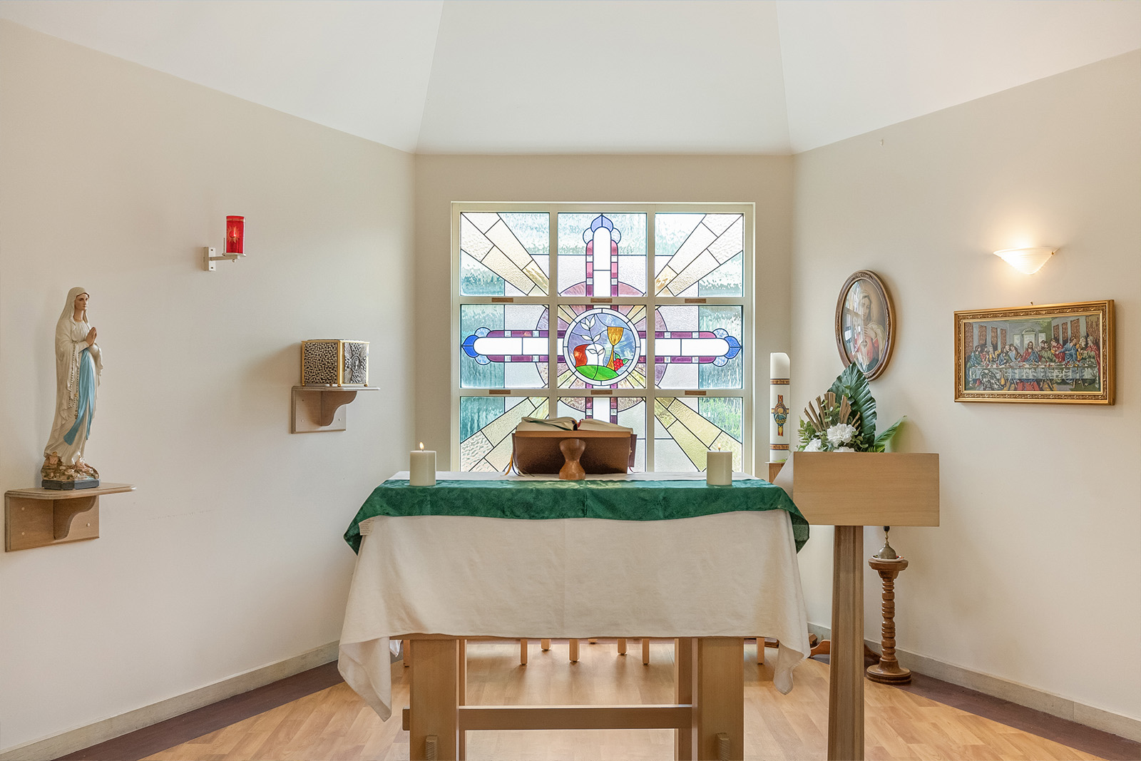 Chapel with mosaic windows