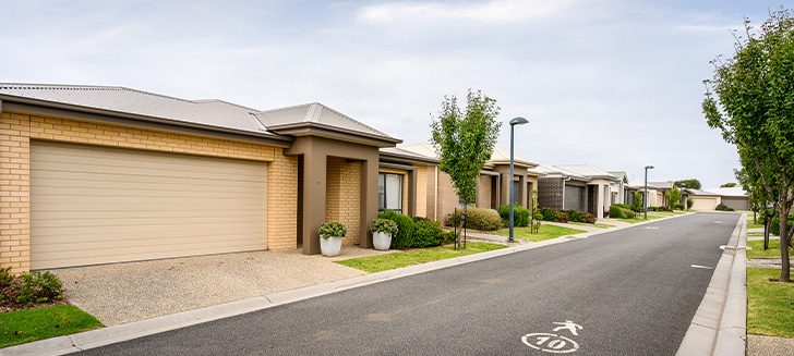 A street on a small road filled with units.