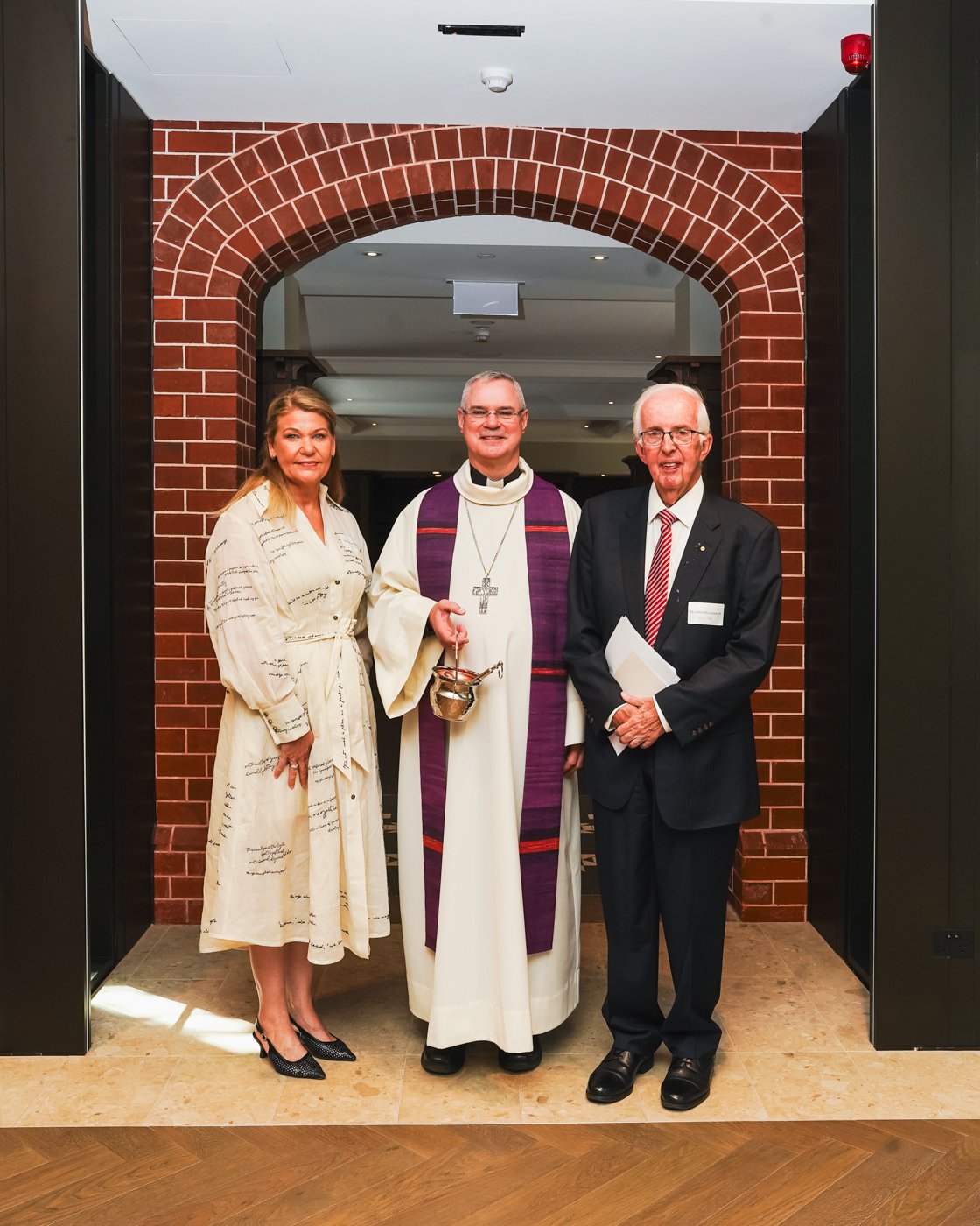 VMCH CEO Sonya Smart, Melbourne Archbishop Peter Comensoli and VMCH Board Chairman Julien OConnell AO